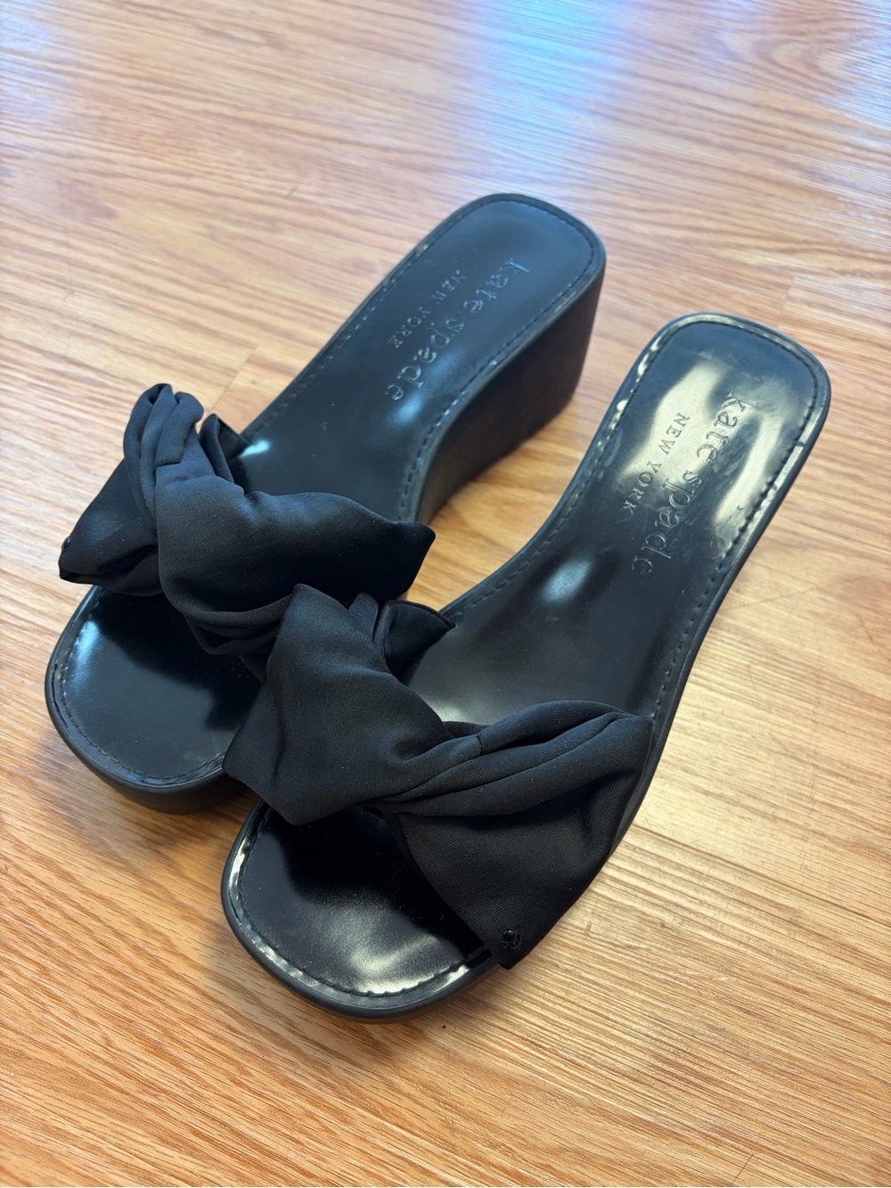 kate spade Black Knotted Wedge Platform Sandals
